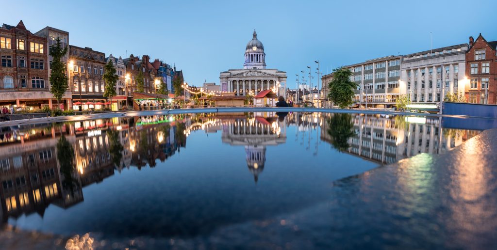 shot of Nottingham city centre